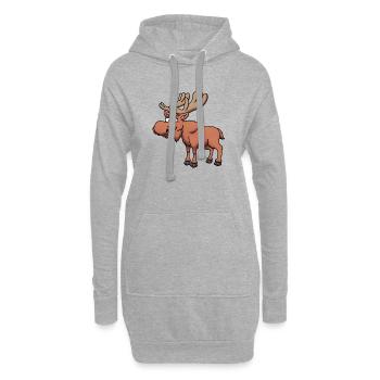 Glücklicher Cartoon Elch - Hoodie-Kleid - Grau meliert - Vorne