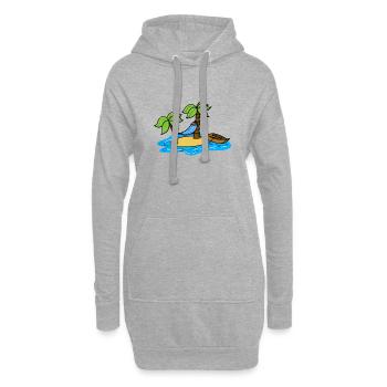 île avec des palmiers un hamac et un bateau - Sweat-shirt à capuche long Femme - gris chiné - Devant