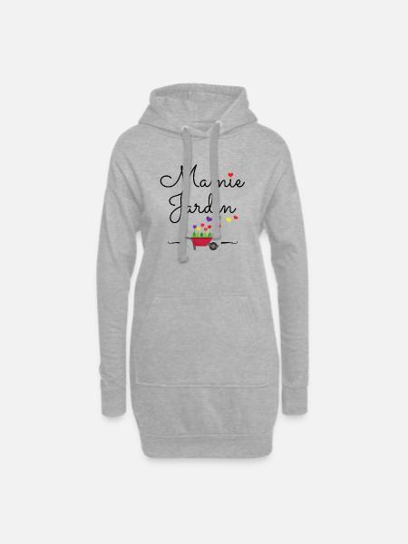 Mamie jardin Idée cadeau original - Sweat-shirt à capuche long Femme - gris chiné