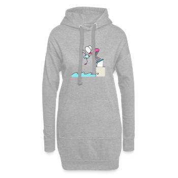 Djenné Wana aller se baigner - Sweat-shirt à capuche long Femme - gris chiné - Devant