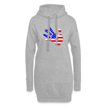 Stars And Stripes Handabdruck Silhouette - Hoodie-Kleid - Grau meliert - Vorne