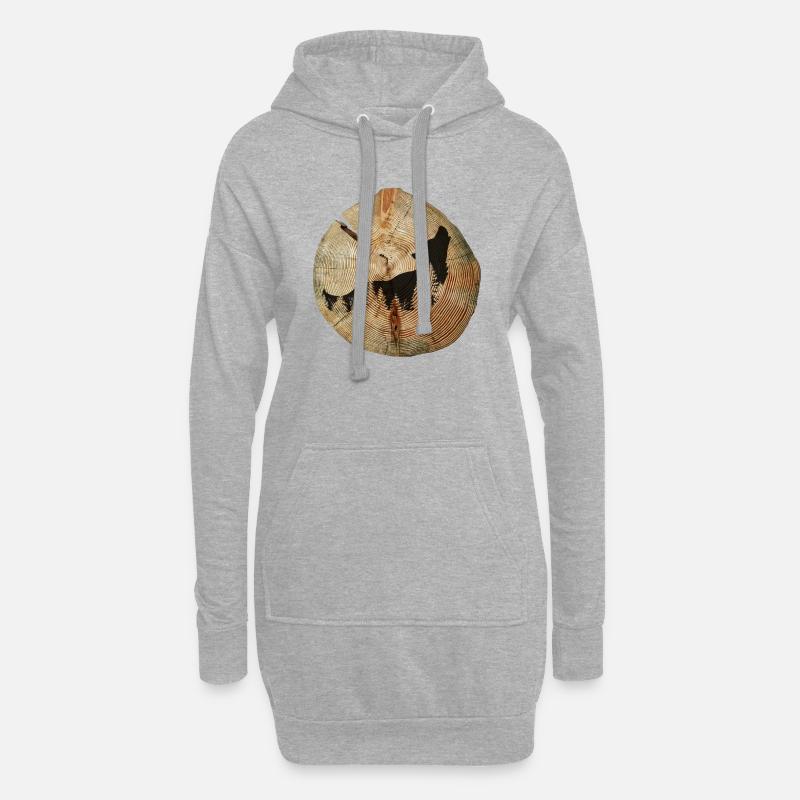 Baumscheibe Wolf - Hoodie-Kleid - Grau meliert