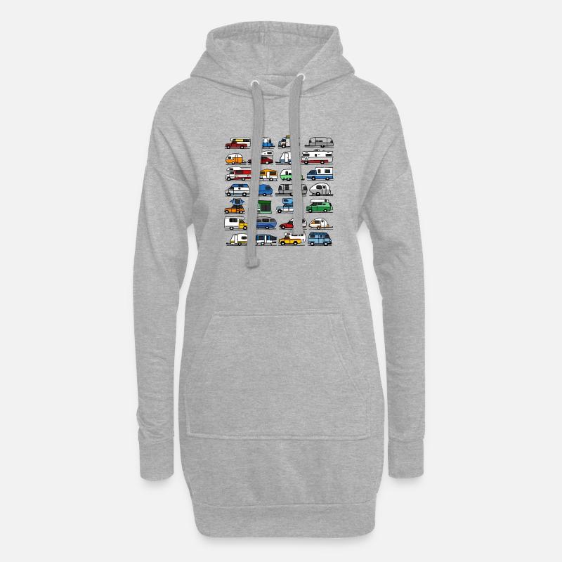 Camping dans différents styles - Sweat-shirt à capuche long Femme - gris chiné
