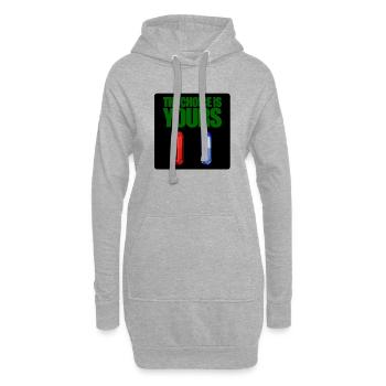 Matrice rouge ou bleu pilule - Sweat-shirt à capuche long Femme - gris chiné - Devant