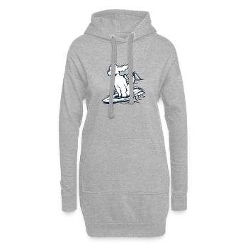 Surfing Poodle - Hoodie-Kleid - Grau meliert - Vorne