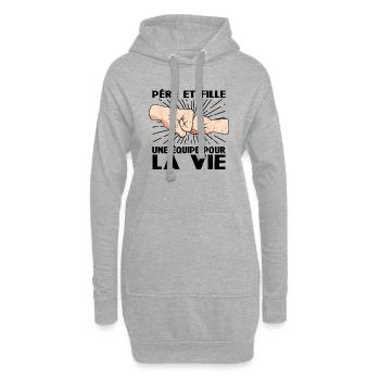 Père Et Fille Une Équipe Pour La Vie - Sweat-shirt à capuche long Femme - gris chiné - Devant