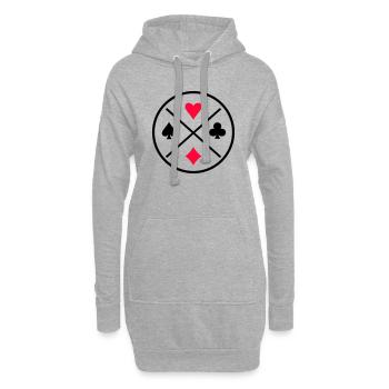 Symboles de cartes Poker - Sweat-shirt à capuche long Femme - gris chiné - Devant