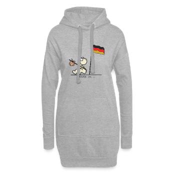 « Fabriqué en Allemagne » - Sweat-shirt à capuche long Femme - gris chiné - Devant