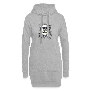 La vie de carlin - Sweat-shirt à capuche long Femme - gris chiné - Devant