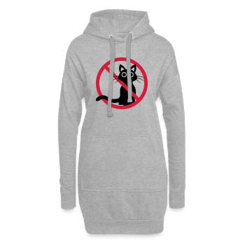 Chat noir interdit - Sweat-shirt à capuche long Femme - gris chiné - Devant