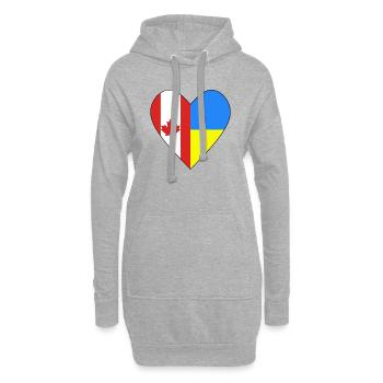 Canada Ukraine Coeur - Sweat-shirt à capuche long Femme - gris chiné - Devant