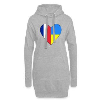 Frankreich Ukraine Herz - Hoodie-Kleid - Grau meliert - Vorne