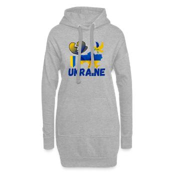 Ukraine| Ich unterstütze die Ukraine - Hoodie-Kleid - Grau meliert - Vorne