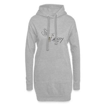 Bee Happy Line Art - Minimaliste avec des touches de couleur - Sweat-shirt à capuche long Femme - gris chiné - Devant