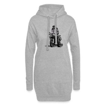 Adventure Biker - stehender Fahrer - Hoodie-Kleid - Grau meliert - Vorne