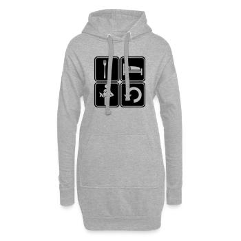Eat sleep Angeln - Hoodie-Kleid - Grau meliert - Vorne
