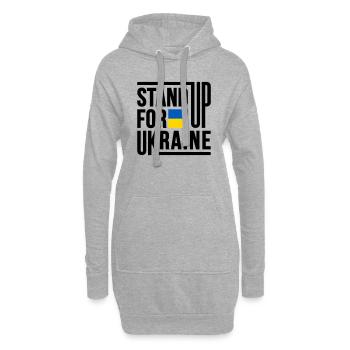 Défendez l’Ukraine avec un drapeau - Sweat-shirt à capuche long Femme - gris chiné - Devant