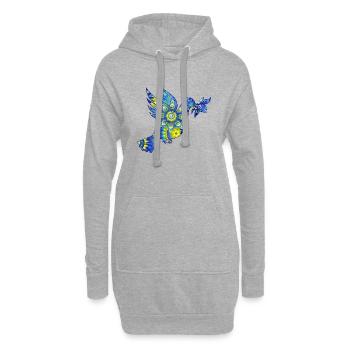 Colombe fleurie de la Paix - Sweat-shirt à capuche long Femme - gris chiné - Devant