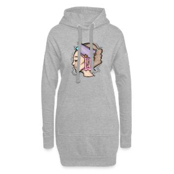 Sternzeichen Zwillinge. Horoskop Sterne Frau Gesicht. - Hoodie-Kleid - Grau meliert - Vorne