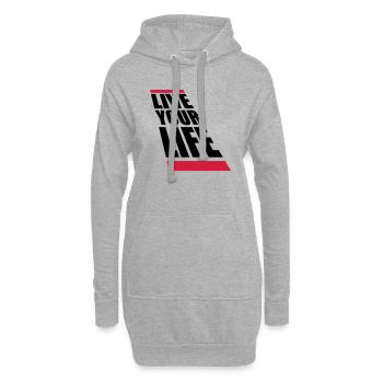 Live Your Life - Hoodie-Kleid - Grau meliert - Vorne