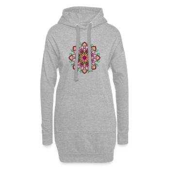 Geometrische Blume - Hoodie-Kleid - Grau meliert - Vorne