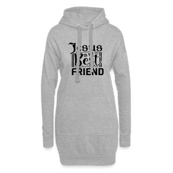 Jesus is my Best Friend - Hoodie-Kleid - Grau meliert - Vorne