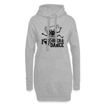 Bière et danse Amour - Sweat-shirt à capuche long Femme - gris chiné - Devant