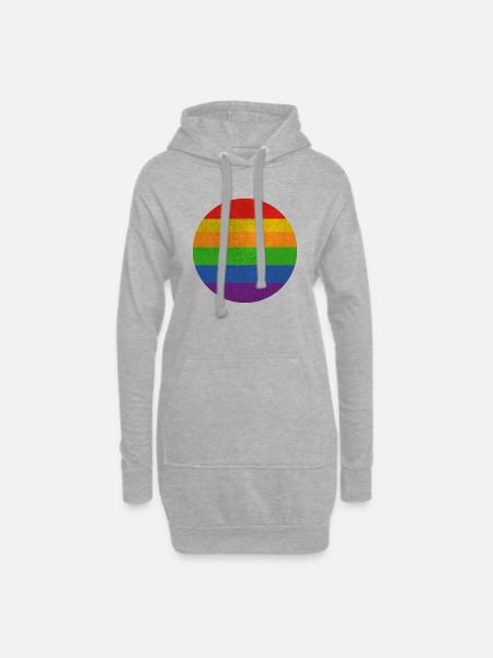 Pride Flag Vintage Rainbow - Hoodie Dress - heather grey