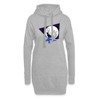 Schwarze Katze unter dem Mond - Hoodie-Kleid - Grau meliert - Vorne