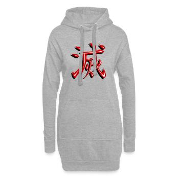 kage kanji Zerstörung - Hoodie-Kleid - Grau meliert - Vorne