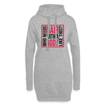 Who Needs Hair Spruch - Hoodie-Kleid - Grau meliert - Vorne