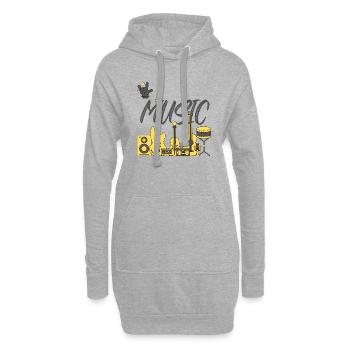 I love Music - Sweat-shirt à capuche long Femme - gris chiné - Devant