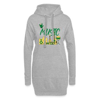 I love Music green yellow - Sweat-shirt à capuche long Femme - gris chiné - Devant