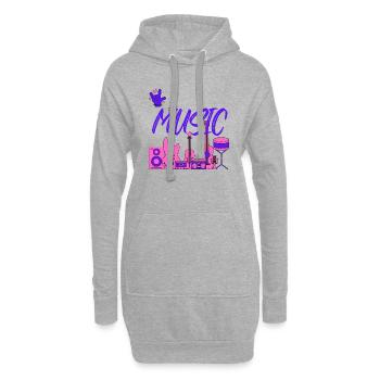 I love Music Blue - Sweat-shirt à capuche long Femme - gris chiné - Devant