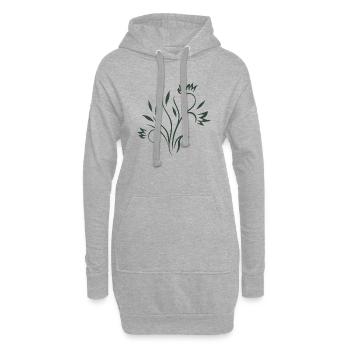Bel élément floral - Sweat-shirt à capuche long Femme - gris chiné - Devant