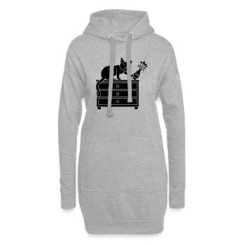 Freche Katze stößt Blumenvase - Hoodie-Kleid - Grau meliert - Vorne
