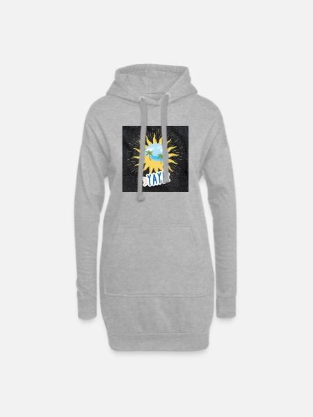 Sommer - Hoodie-Kleid - Grau meliert