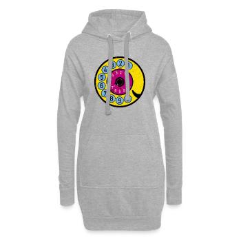 bunte Wählscheibe Vintage Retro Telefon Nostalgie - Hoodie-Kleid - Grau meliert - Vorne
