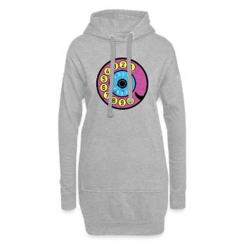 bunte Wählscheibe Vintage Retro Telefon Nostalgie - Hoodie-Kleid - Grau meliert - Vorne