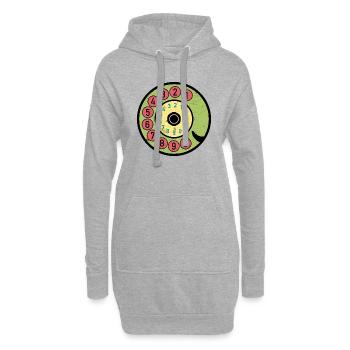 bunte Wählscheibe Vintage Retro Telefon Nostalgie - Hoodie-Kleid - Grau meliert - Vorne