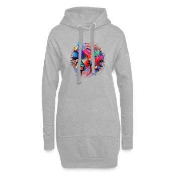 Cercle de notes avec des instruments de musique abstraits - Sweat-shirt à capuche long Femme - gris chiné - Devant