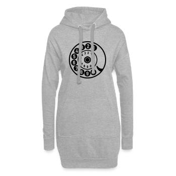 Wählscheibe Vintage Telefon anrufen Retro Technik - Hoodie-Kleid - Grau meliert - Vorne