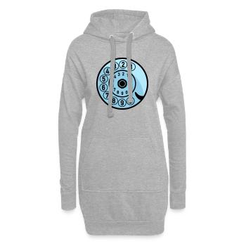 Wählscheibe Vintage Telefon anrufen Retro Technik - Hoodie-Kleid - Grau meliert - Vorne