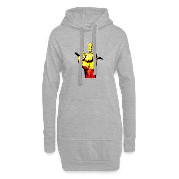 Main jaune au tire-bouchon - Sweat-shirt à capuche long Femme - gris chiné - Devant