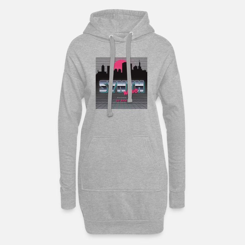 Synthwave - Hoodie-Kleid - Grau meliert