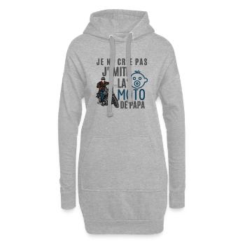 je ne crie pas j imite la moto de papa - Sweat-shirt à capuche long Femme - gris chiné - Devant