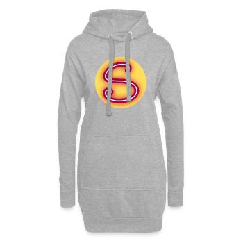 Lettre S géante prénom naissance anniversaire - Sweat-shirt à capuche long Femme - gris chiné - Devant