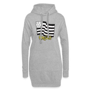 logo Jaune - Sweat-shirt à capuche long Femme - gris chiné - Devant