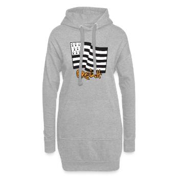 logo Jaune Moutarde - Sweat-shirt à capuche long Femme - gris chiné - Devant