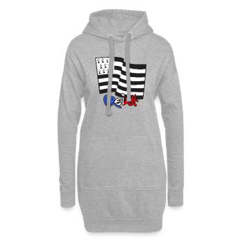 Logo FR - Sweat-shirt à capuche long Femme - gris chiné - Devant